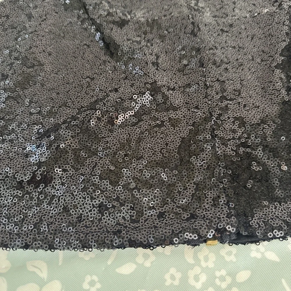 Venus Black Sequin Cropped Tank Top Zipper Back Party Formal NWOT Womens Size 8 - Picture 6 of 7